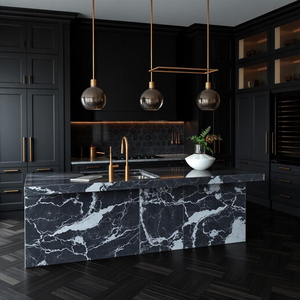 Luxury Black Kitchen interior design example