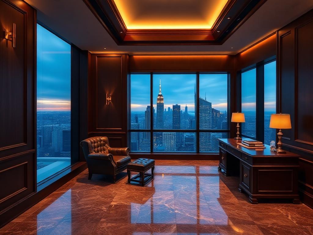 Luxury Corner Office interior design example