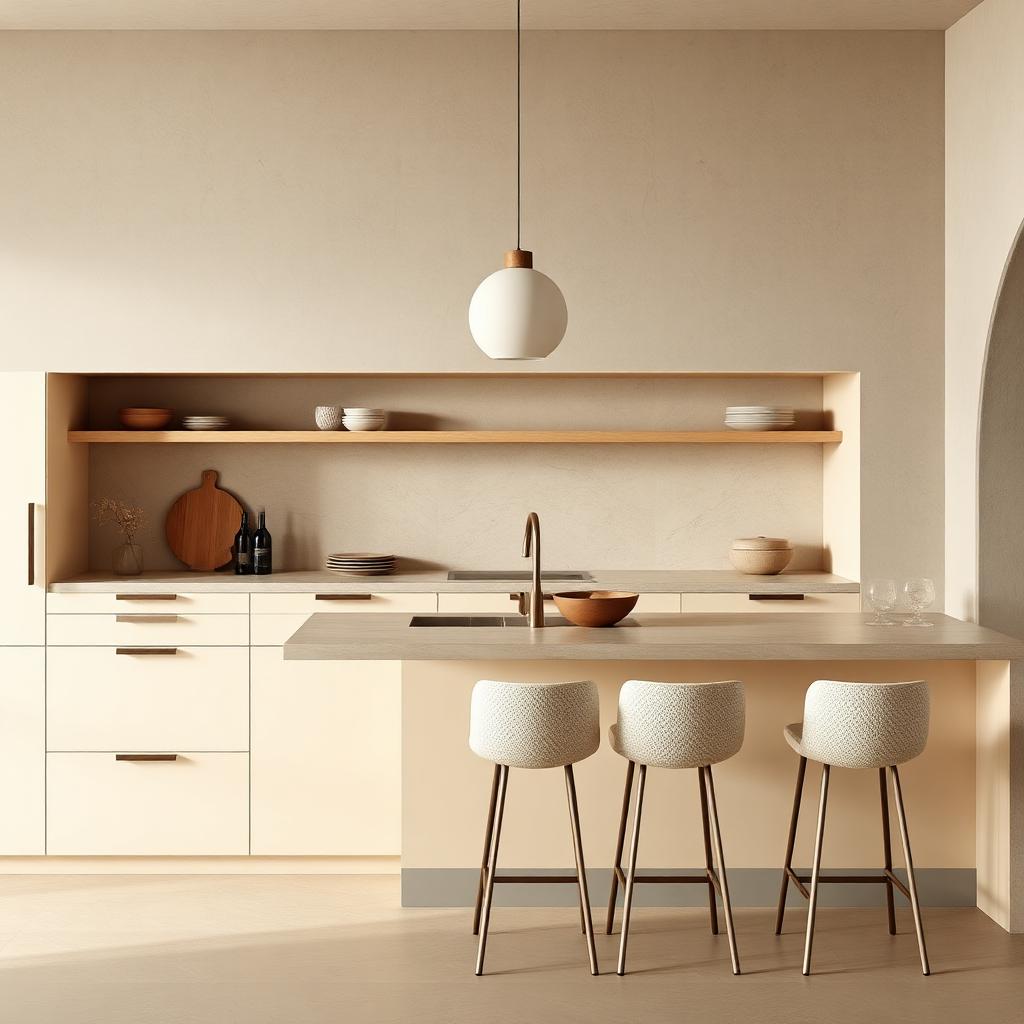 Warm Minimalist Kitchen interior design example